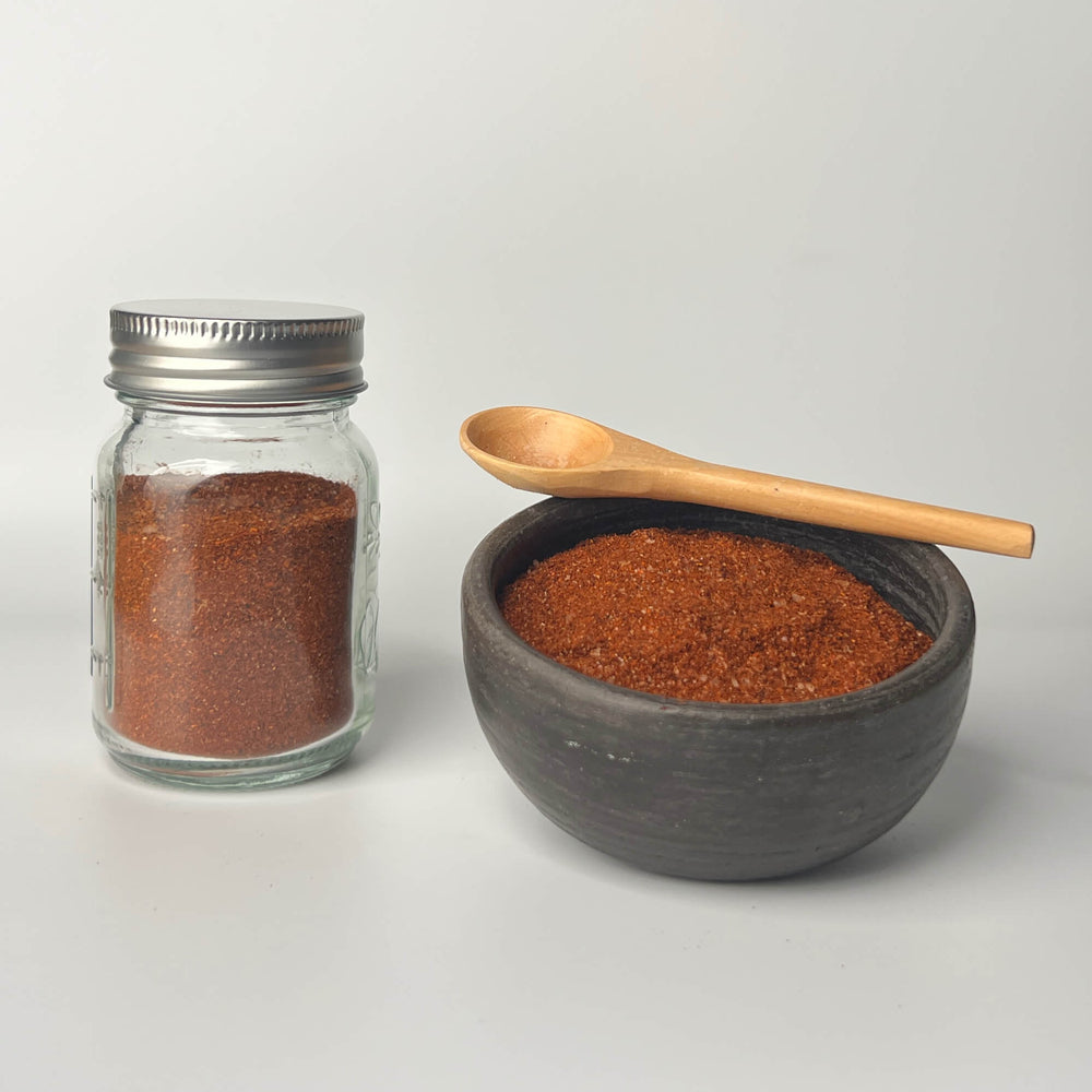 Ancho Chili Smoked Blend seasoning salt in a bowl, Texas barbecue-inspired spice blend